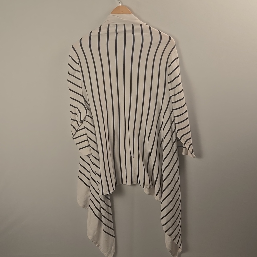 Ralph Lauren Striped Black and White Open Face Cardigan One Size Cotton Preppy - Picture 5 of 9